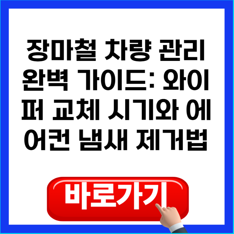 장마철 차량 관리 완벽 가이드: 와이퍼 교체 시기와 에어컨 냄새 제거법