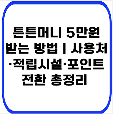 튼튼머니 5만원 받는 방법｜사용처·적립시설·포인트 전환 총정리 (2026)