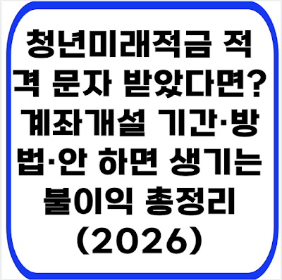 청년미래적금 적격 문자 받았다면? 계좌개설 기간·방법·안 하면 생기는 불이익 총정리 (2026)